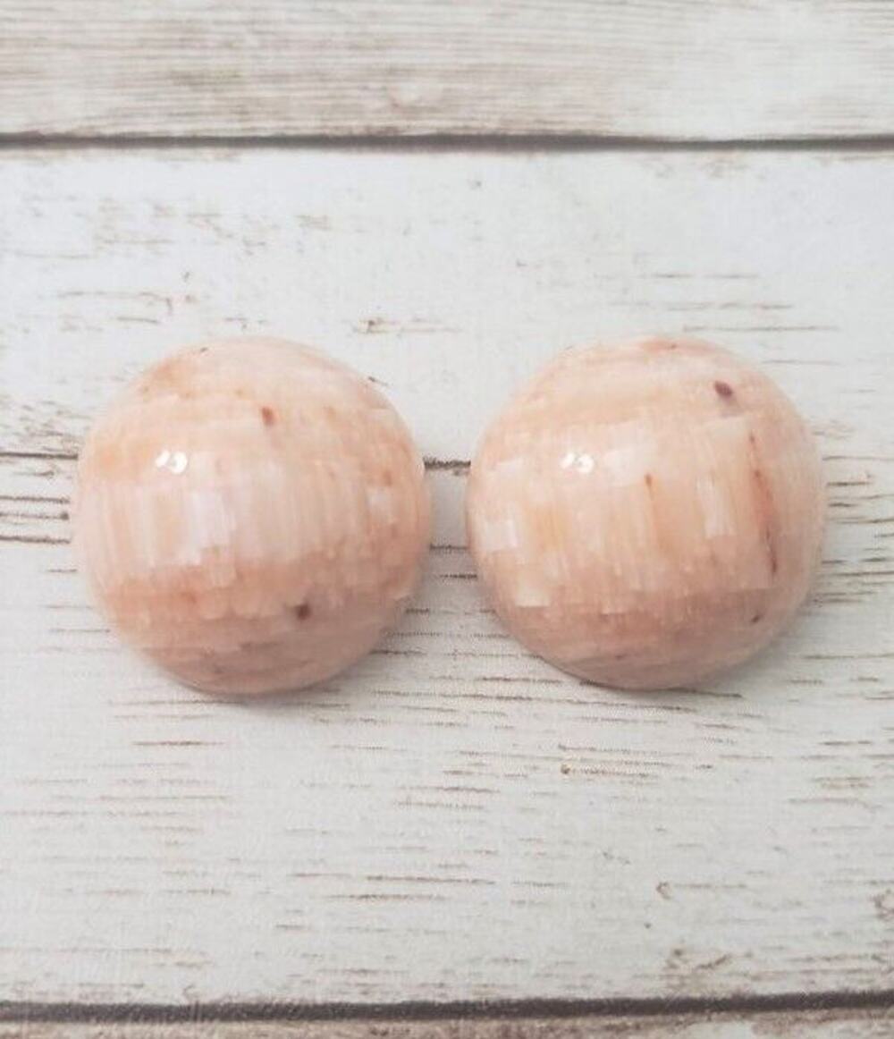Vintage Clip On Earrings - Dusky Pink? Domed Circle 7/8"